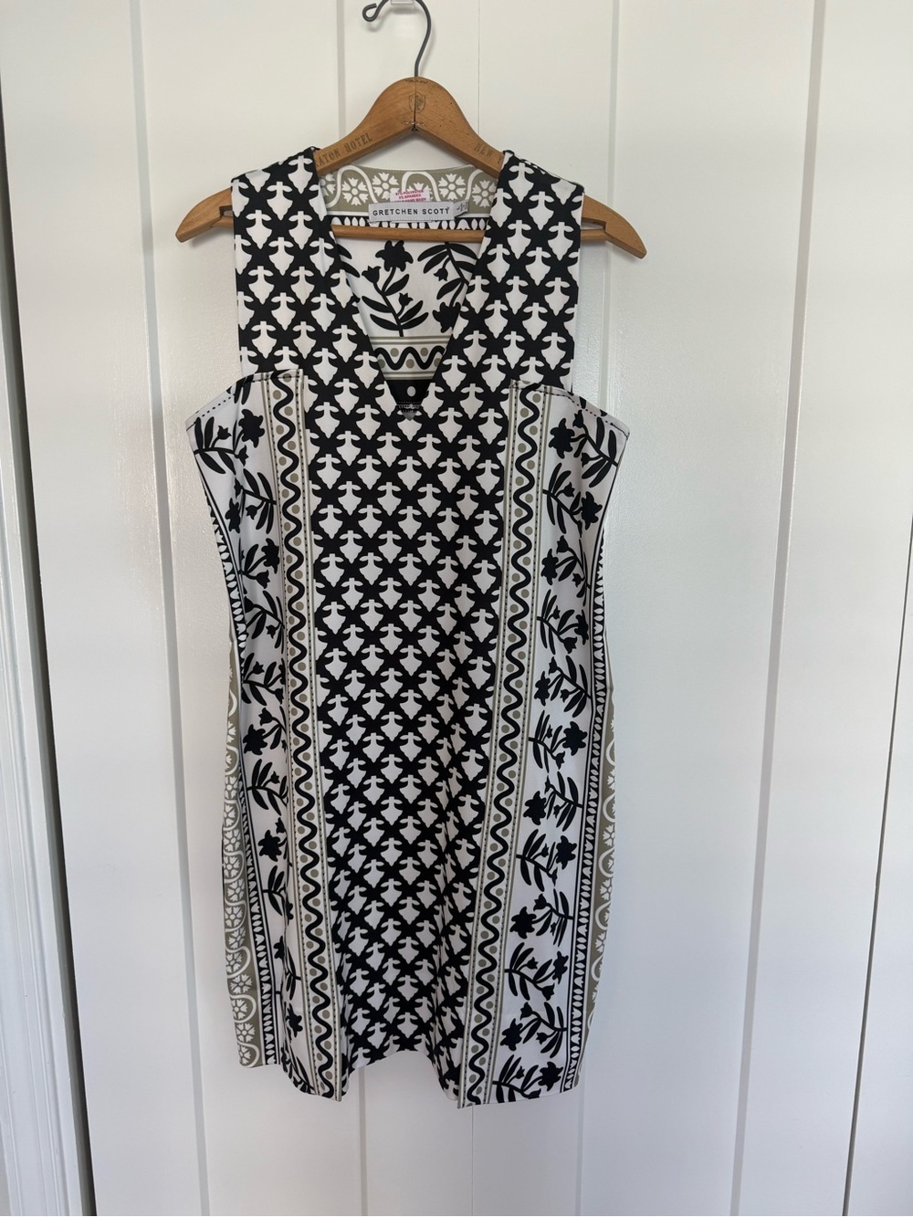Gretchen Scott Designs Black and White Sleeveless Patterned Dress Sz Lg